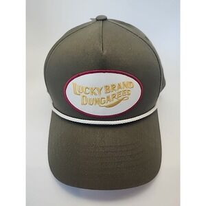 Lucky Brand Dungarees baseball Hat SnapBack black logo patch rope detail NEW